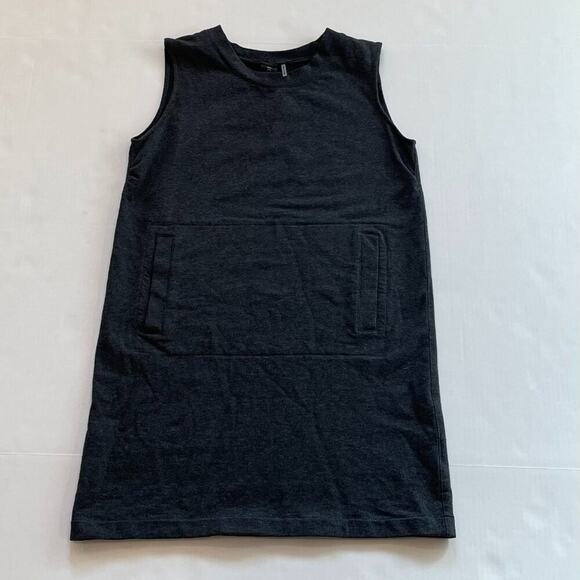 Norma Kamali Charcoal Gray Sleeveless Crew Neck Tunic/Top Kangaroo Pockets, S - Picture 7 of 12